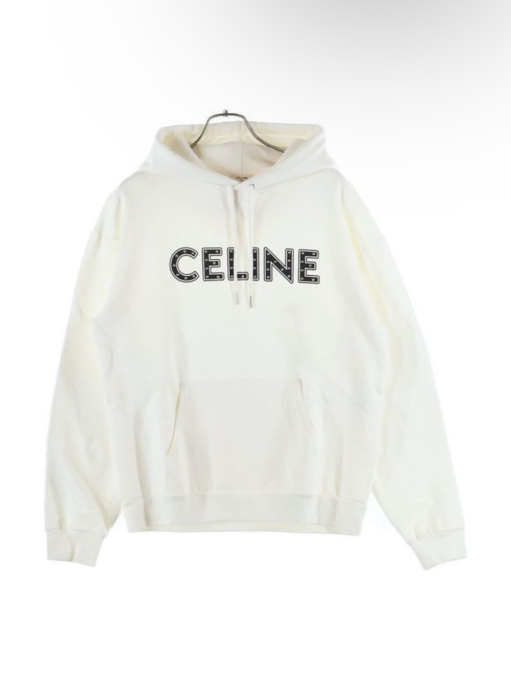 Celine white Crewneck Hoodie with black studded logo